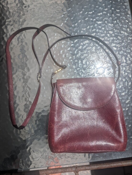 Gold and Pfeil Handbags - gold & pfeil made in italy Distressed Burgundy Leather mini Crossbody bag
